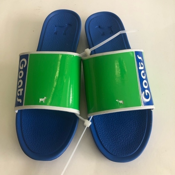 GOATS Kid's Blue/Green The Slide Logo Slide Sandals Size 1 - Picture 3 of 11